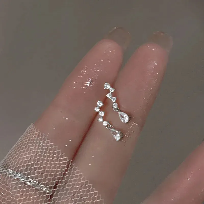 925 Silver Needle Shiny Zircon Butterfly Earring for Students