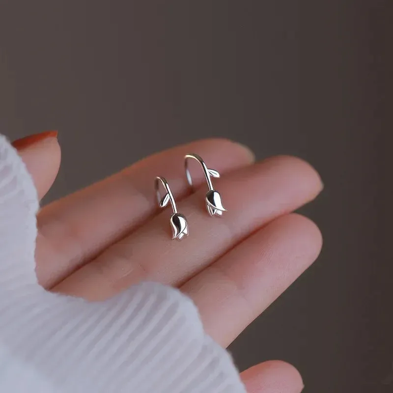 925 Silver Needle Shiny Zircon Butterfly Earring for Students