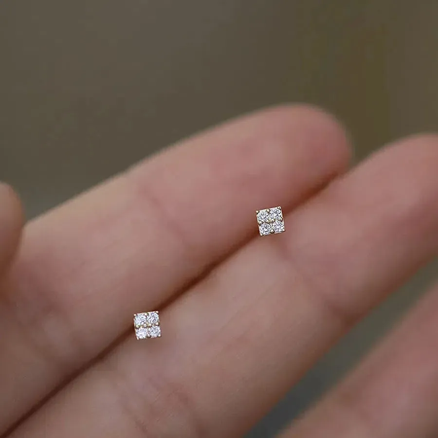 925 Silver Needle Shiny Zircon Butterfly Earring for Students