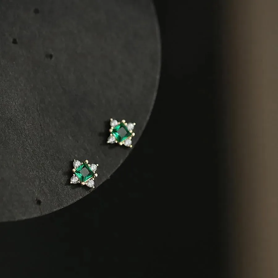 925 Silver Needle Shiny Zircon Butterfly Earring for Students
