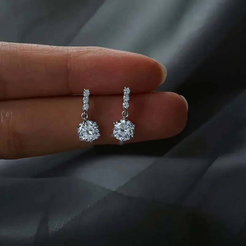 925 Silver Needle Shiny Zircon Butterfly Earring for Students