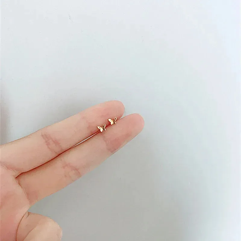 925 Silver Needle Shiny Zircon Butterfly Earring for Students