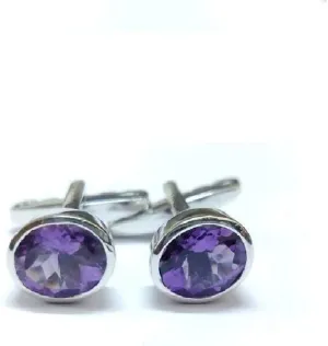 925 Sterling Silver Amethyst Cufflinks 4.95 Ct Amethyst Cufflinks 8x10 mm Oval Amethyst Cufflinks Father's Day Gifts Groomsmen Cufflinks For Men