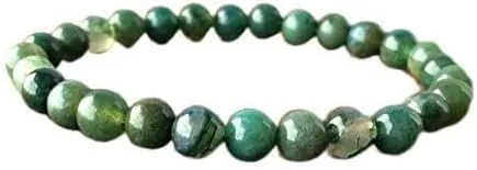 AAA   Rare Quality 6mm Moss Agate Bracelet, Heart Chakra Mala Beads, Buddhist Meditation, Green Nature Bracelet Code- WAR8421