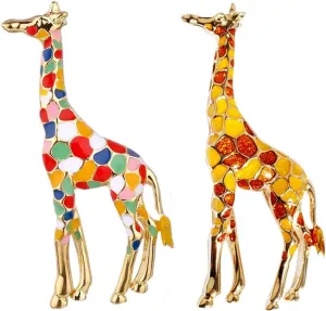 Acxico 2Pcs Giraffe Brooches for Women Cute Animal Brooch Pin Fashion Jewelry Gift for Kids Exquisite Brooch