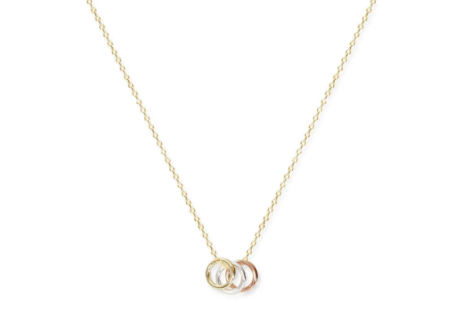 Albarino Sterling Silver 3 Ring Gold Necklace