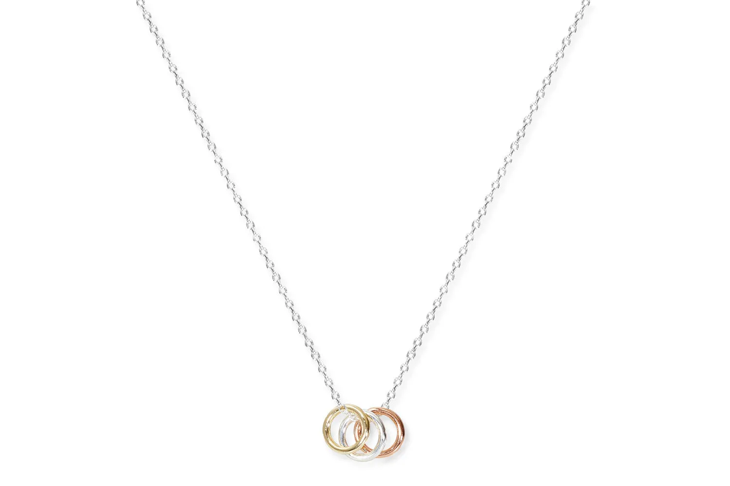 Albarino Sterling Silver 3 Ring Gold Necklace