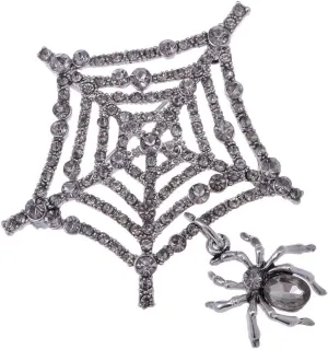 Alilang Crystal Rhinestone Faux Pearl Halloween Costume Party Spider Brooches Pins