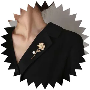 Andelaisi Boho Flower Pearl Brooch Pin Gold Pearl Flower Brooch Vintage Flower Brooch Lapel Pin Wedding Pearl Flower Floral Lapel Pins Brooch Jewelry for Women and Girls