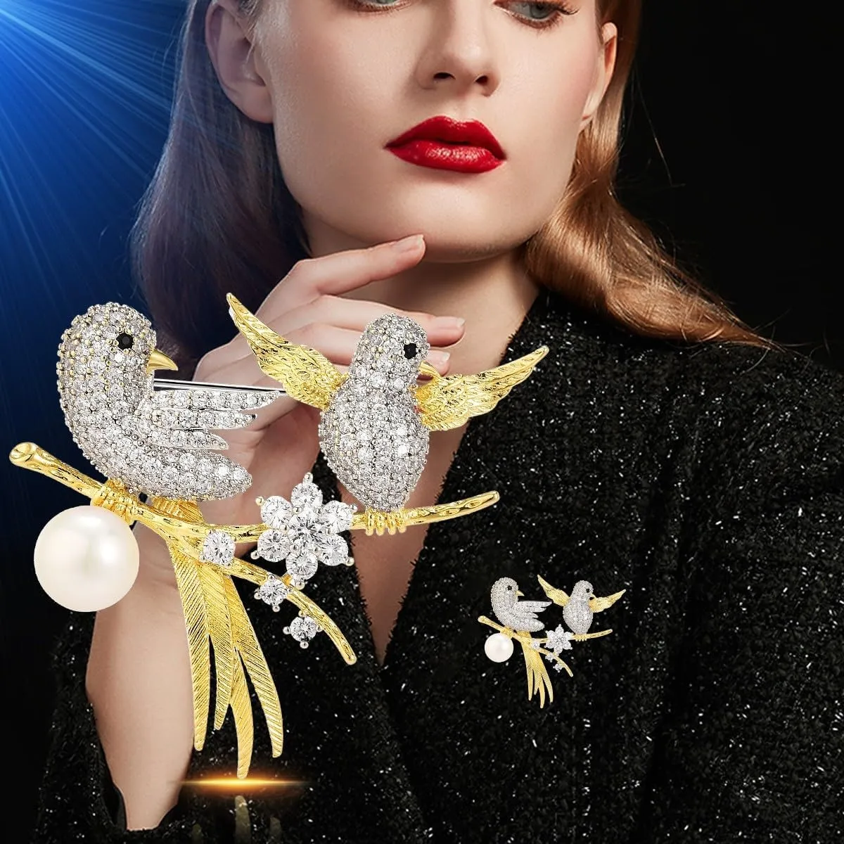 Animal Brooches for Women Pearl Rhinestones Animal Brooch Pin Cute Animal Jewelry Gift for Wife Mom Girlfriends