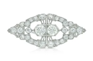 Antique Edwardian 1910s 5.15 Carat Old European cut Diamond Openwork Brooch