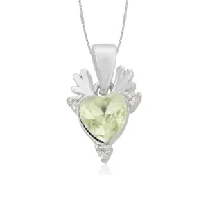 Antlered 925 Rhodium Plated Heart Shaped Pendants