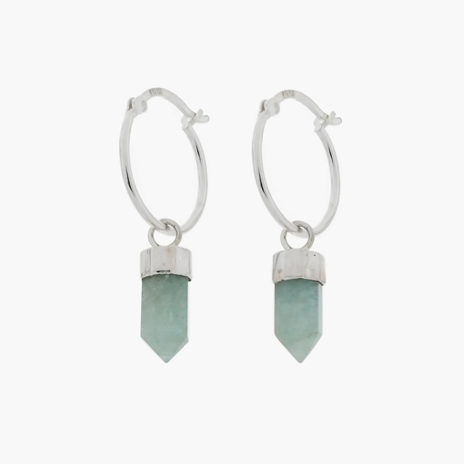 Aquamarine Point Hoop Earrings