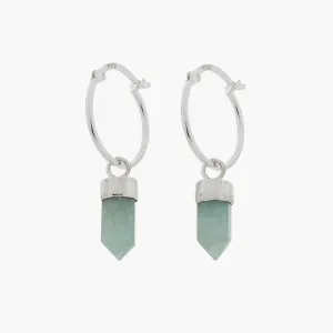 Aquamarine Point Hoop Earrings