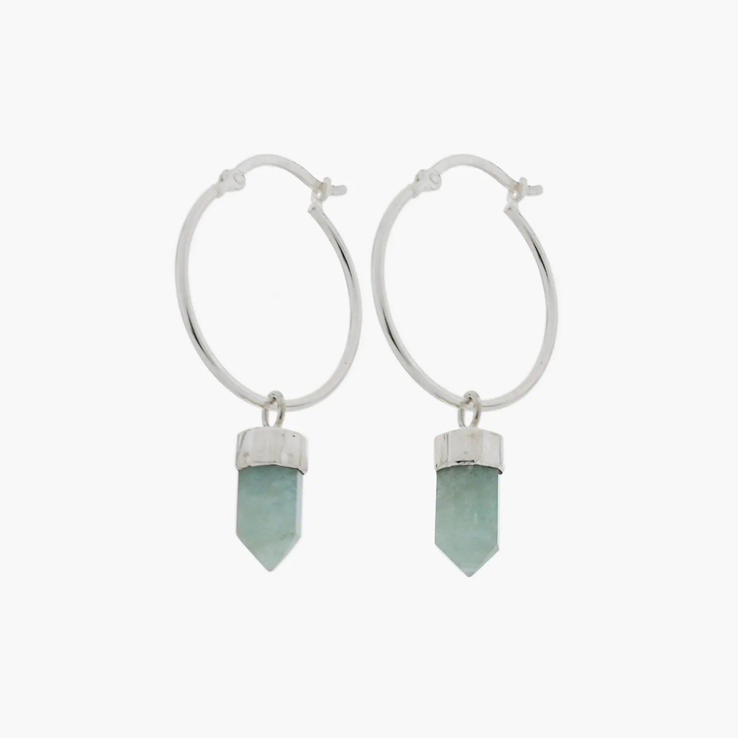 Aquamarine Point Hoop Earrings