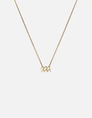 Aquarius Astro Pendant Necklace, 14k Gold