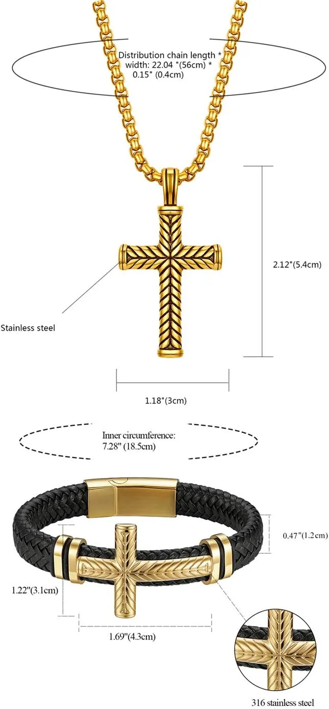 Aroncent 2pcs Scorpion Necklaces and Leather Bracelet for Men Stainless Steel Bangle Cuff Bracelet Scorpion Pendant Necklaces Punk Jewerly Set Christmas Halloween