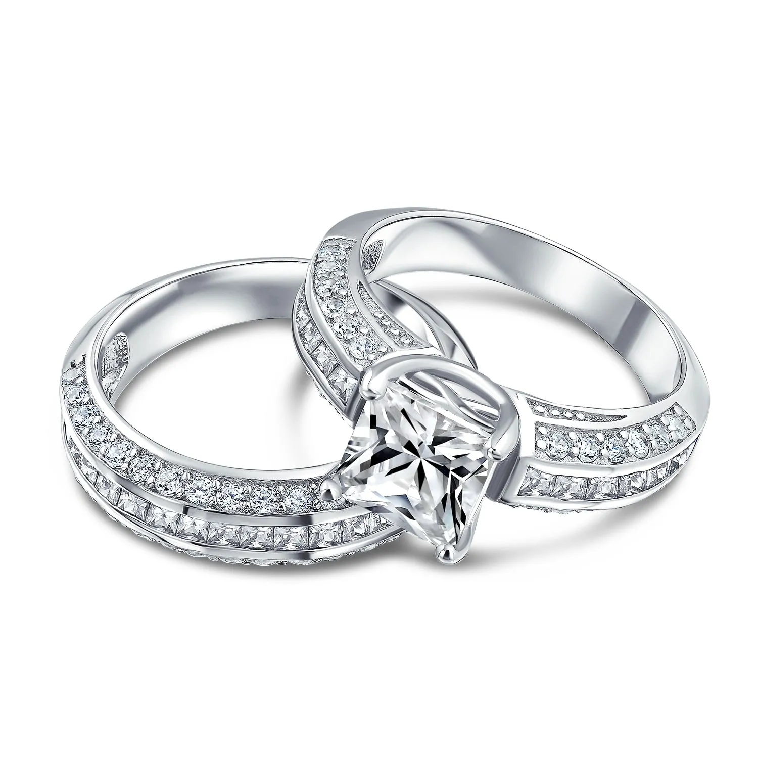 Art Deco Blue Princess Cut Cocktail Statement Ring Rose Gold Sterling Silver