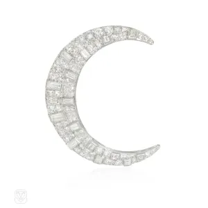 Art Deco crescent moon brooch