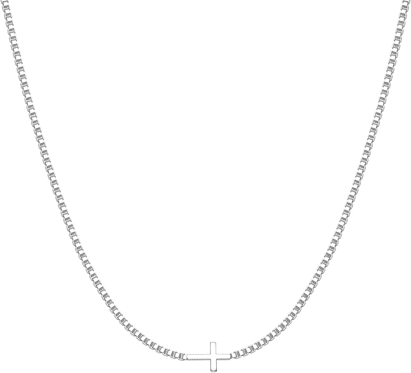 ASCOMY Cross Necklace for Women 14K Gold & Silver Plated Cross Necklace Trendy Cross Pendant Necklace Cubic Zirconia Cross Box Chain Pearl Beads Link Choker Minimalist Daily Jewelry Gift for Women