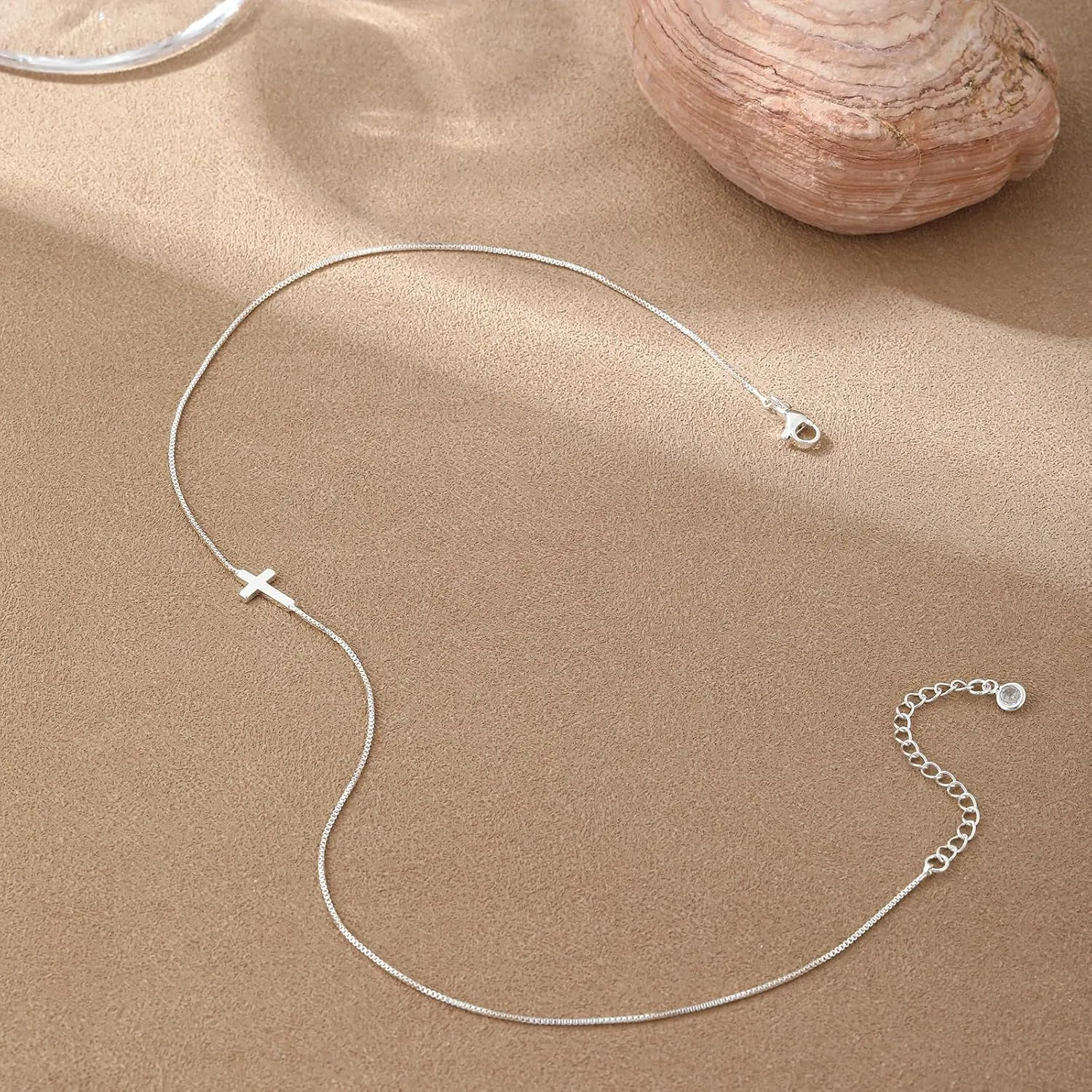ASCOMY Cross Necklace for Women 14K Gold & Silver Plated Cross Necklace Trendy Cross Pendant Necklace Cubic Zirconia Cross Box Chain Pearl Beads Link Choker Minimalist Daily Jewelry Gift for Women