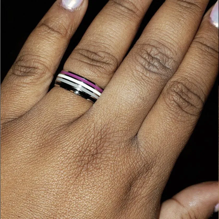 Asexual Pride Stainless Steel Ring