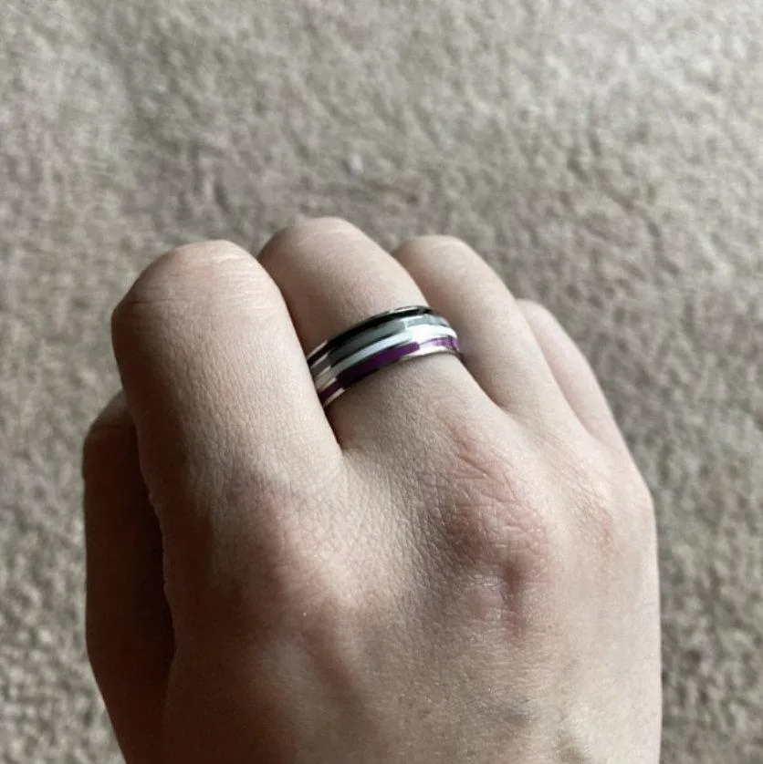 Asexual Pride Stainless Steel Ring