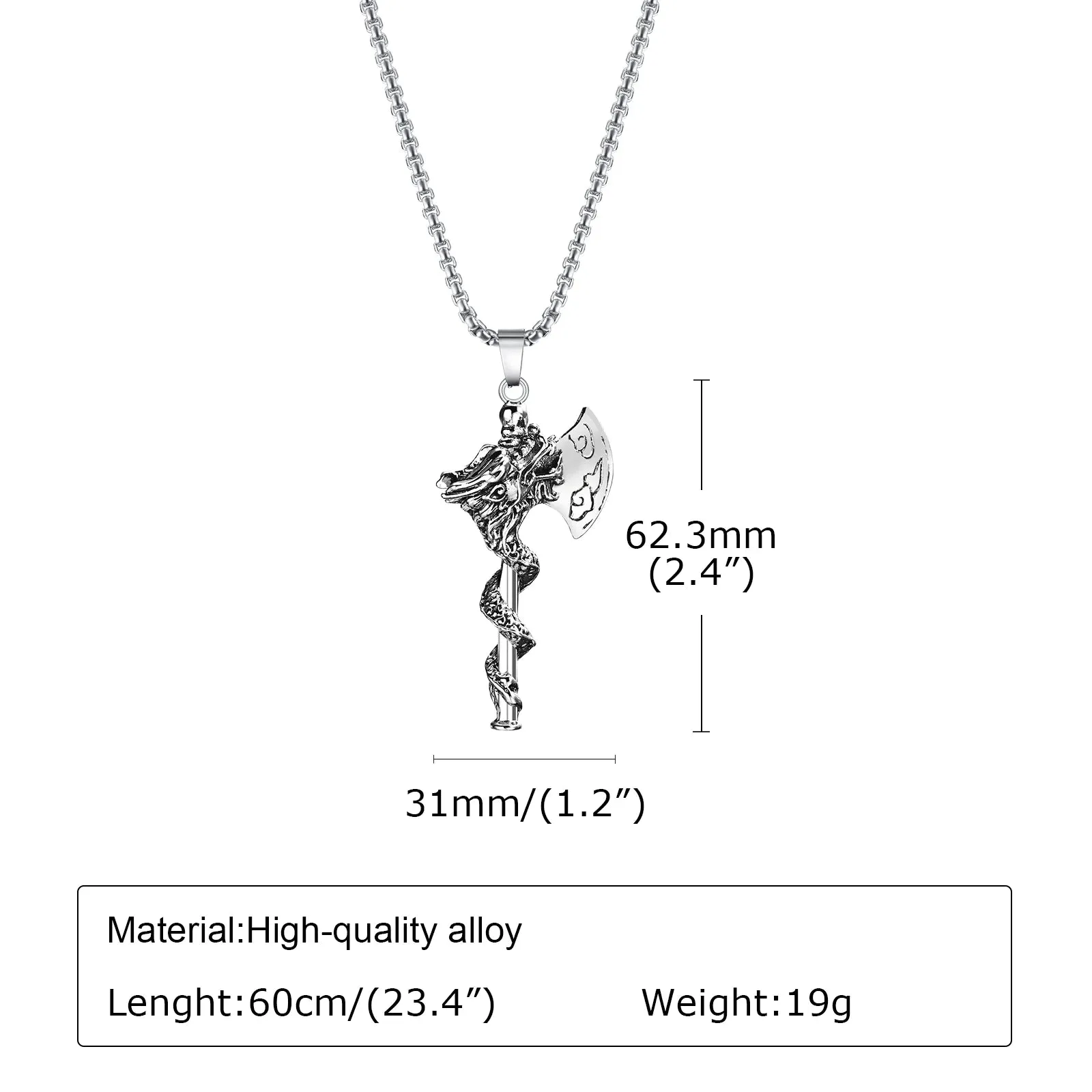 Axe Dragon Pendant Necklaces for Men Boys