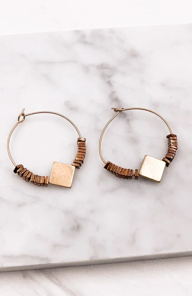 BEADED GOLD HOOPS