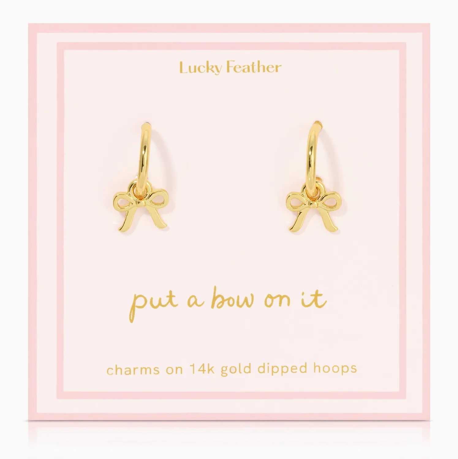 Beautiful Bow Charm Hoops, Gold