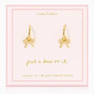Beautiful Bow Charm Hoops, Gold
