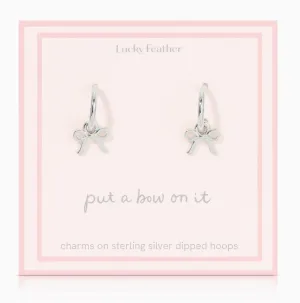 Beautiful Bow Charm Hoops, Silver