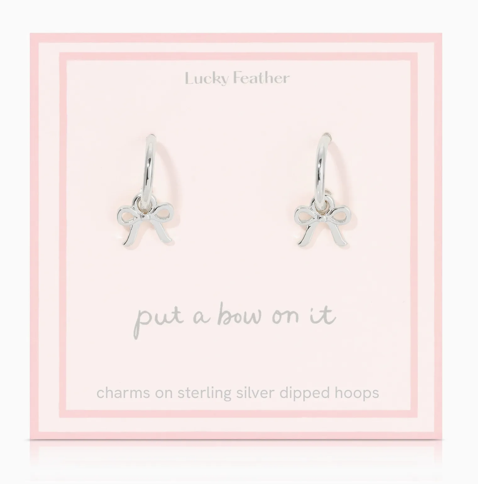 Beautiful Bow Charm Hoops, Silver