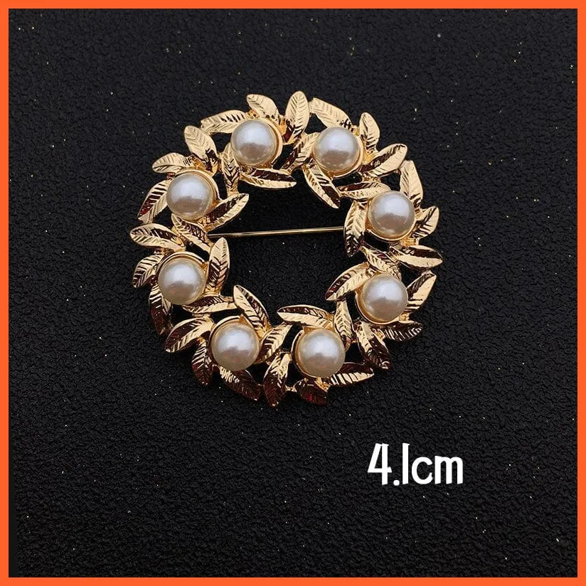 Beautiful Pearl Metal Brooch For Women