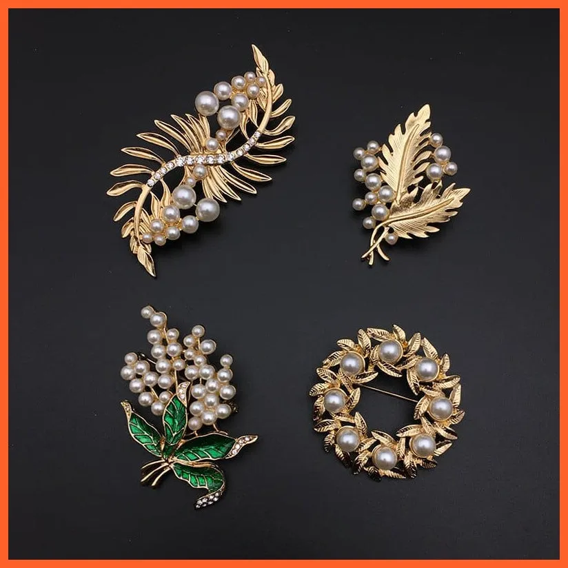 Beautiful Pearl Metal Brooch For Women