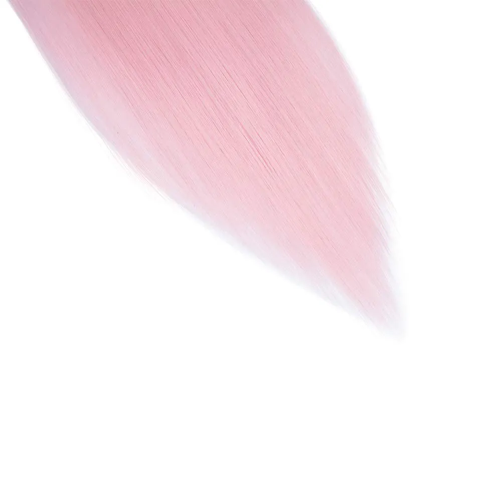 Benehair Clip in Hair Extensions 8PCS 26inch Long Straight Synthetic Hairpieces Light Pink Hair Extensions Double Weft Hairpieces for Women Full Head Cosplay Party Wedding Hairpiece