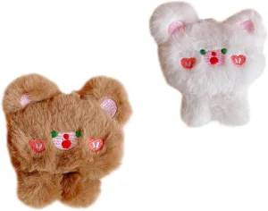 BESTYASH 2pcs Cute Plush Animal Bear Brooch Cartoon Brooch for Hats Bags Clothes and Crafts Lightweight Fashion Accessory for Adults Present Occasion