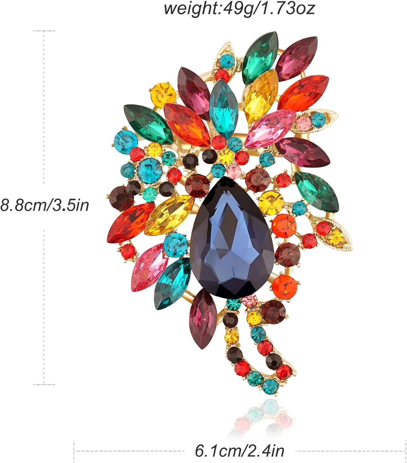Big Large Leaf Moon shape tassels Brooches and Pins Scarf Decoration Gold Tone