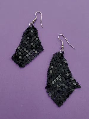 Black Metal Mesh Dangle Earrings