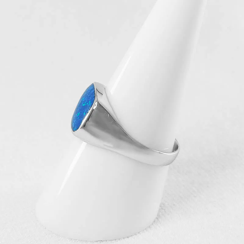 Blue Opal Signet Ring