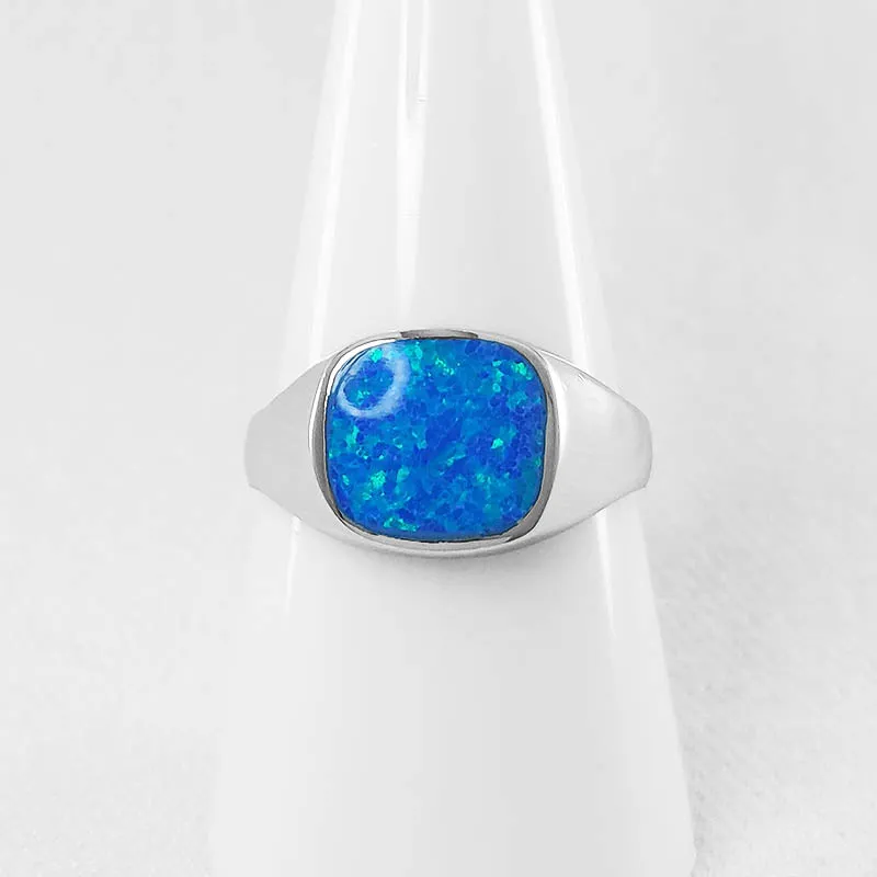 Blue Opal Signet Ring