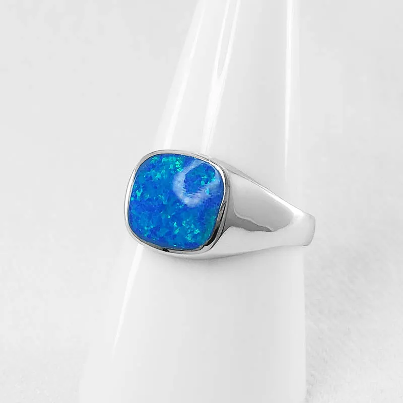 Blue Opal Signet Ring