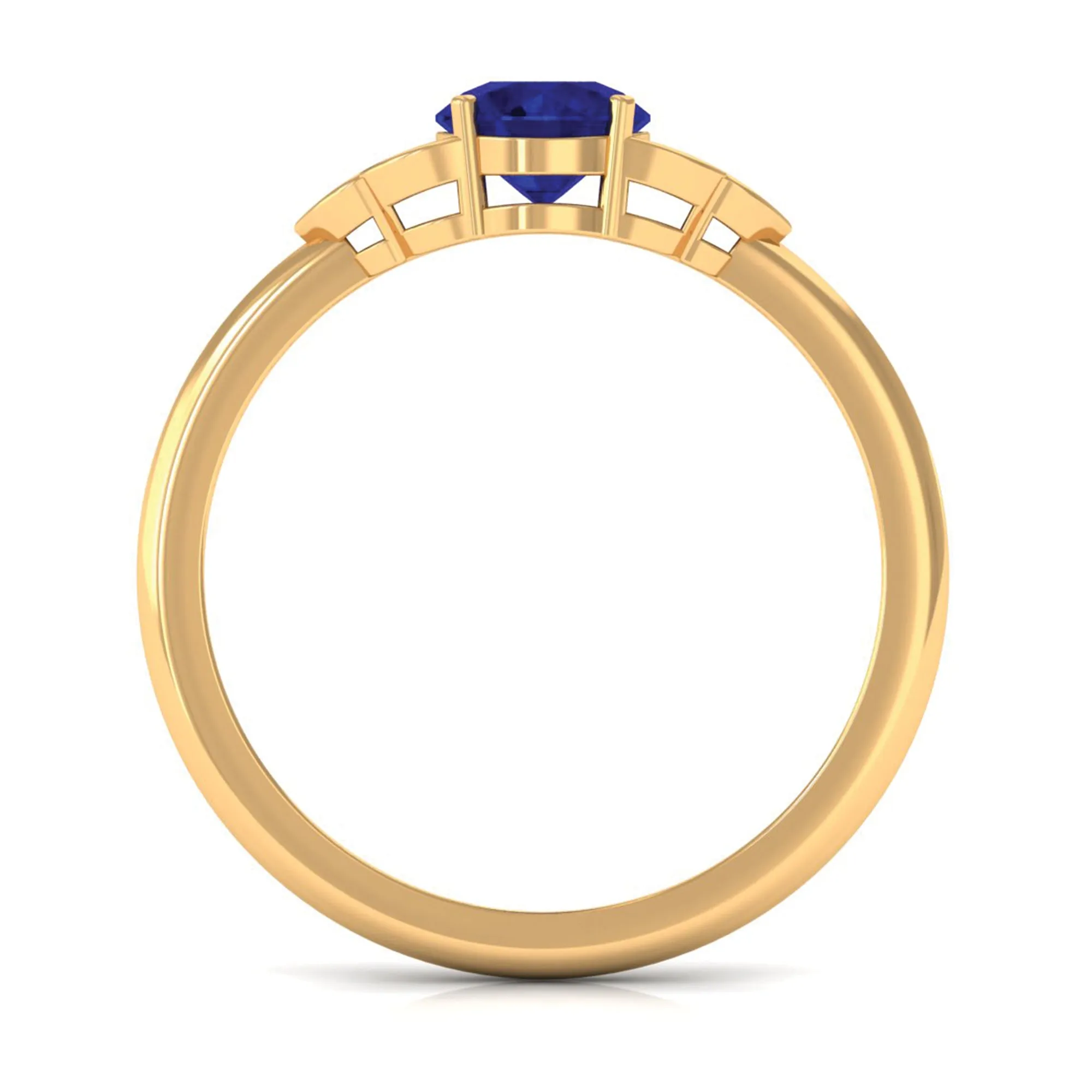 Blue Sapphire Engagement Ring with Diamond Trio