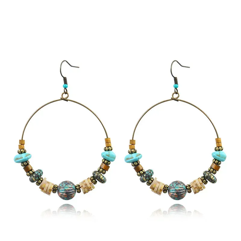 Bohemian Ethnic Big Round Earrings for Women