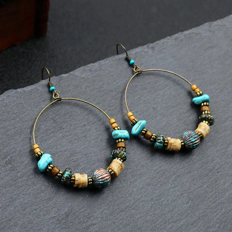 Bohemian Ethnic Big Round Earrings for Women