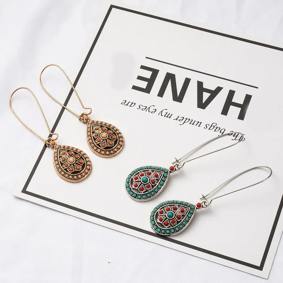 Bohemian Hollow Flower Resin Beads Earrings