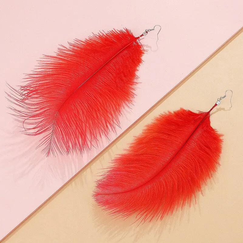 Bohemian Large Feather Earrings For Women
