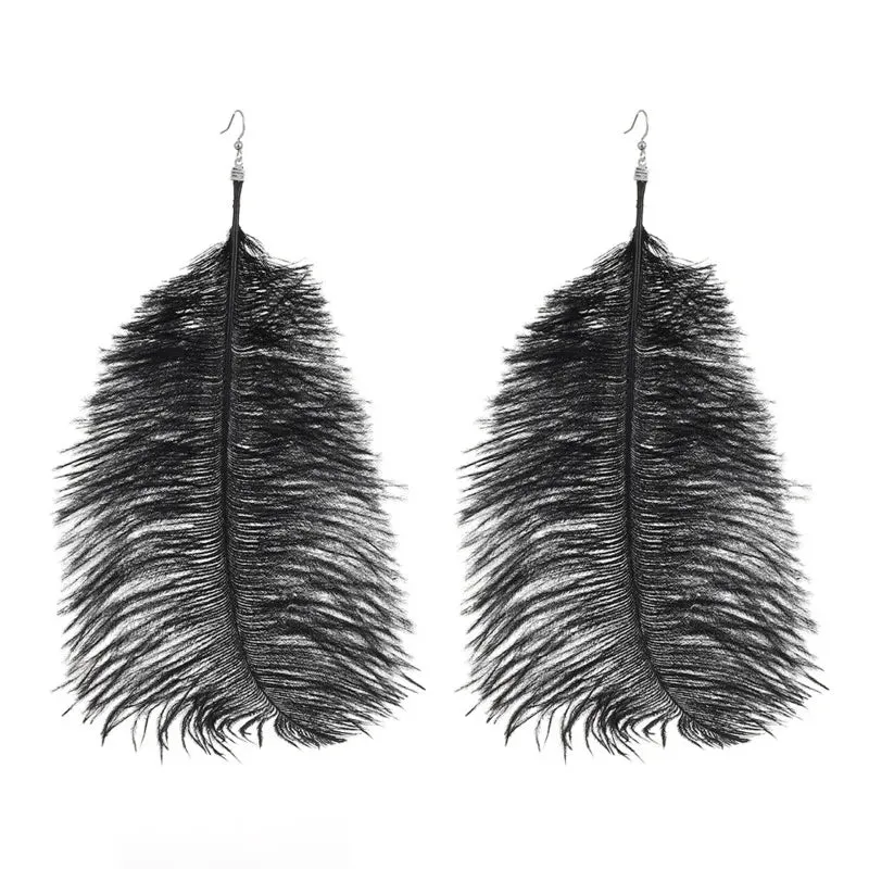 Bohemian Large Feather Earrings For Women