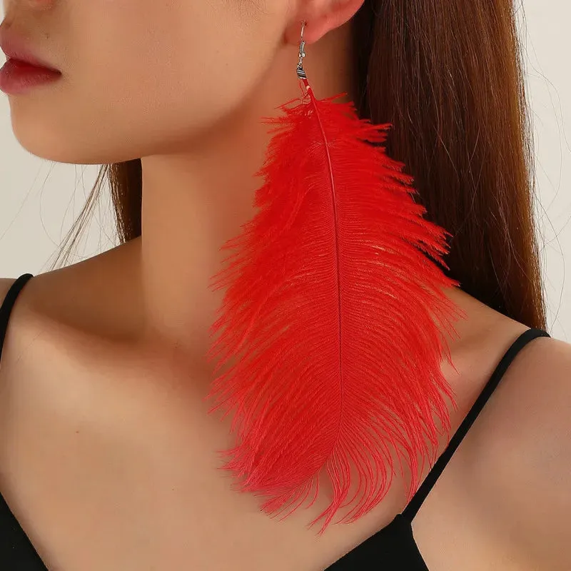 Bohemian Large Feather Earrings For Women