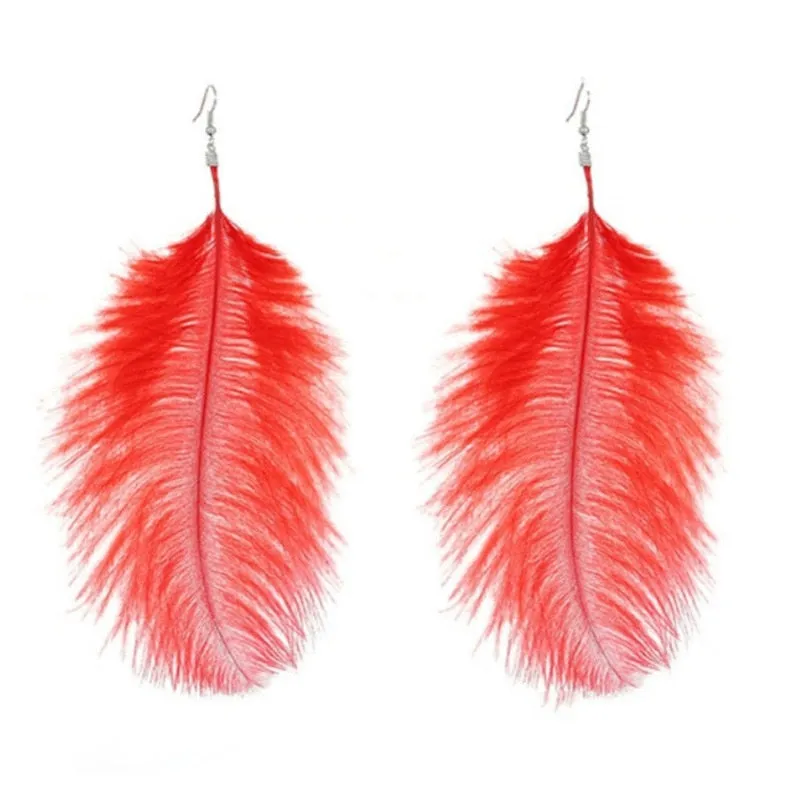 Bohemian Large Feather Earrings For Women